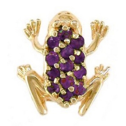 N587 14K SOL AMETHYST FROG SLIDE 